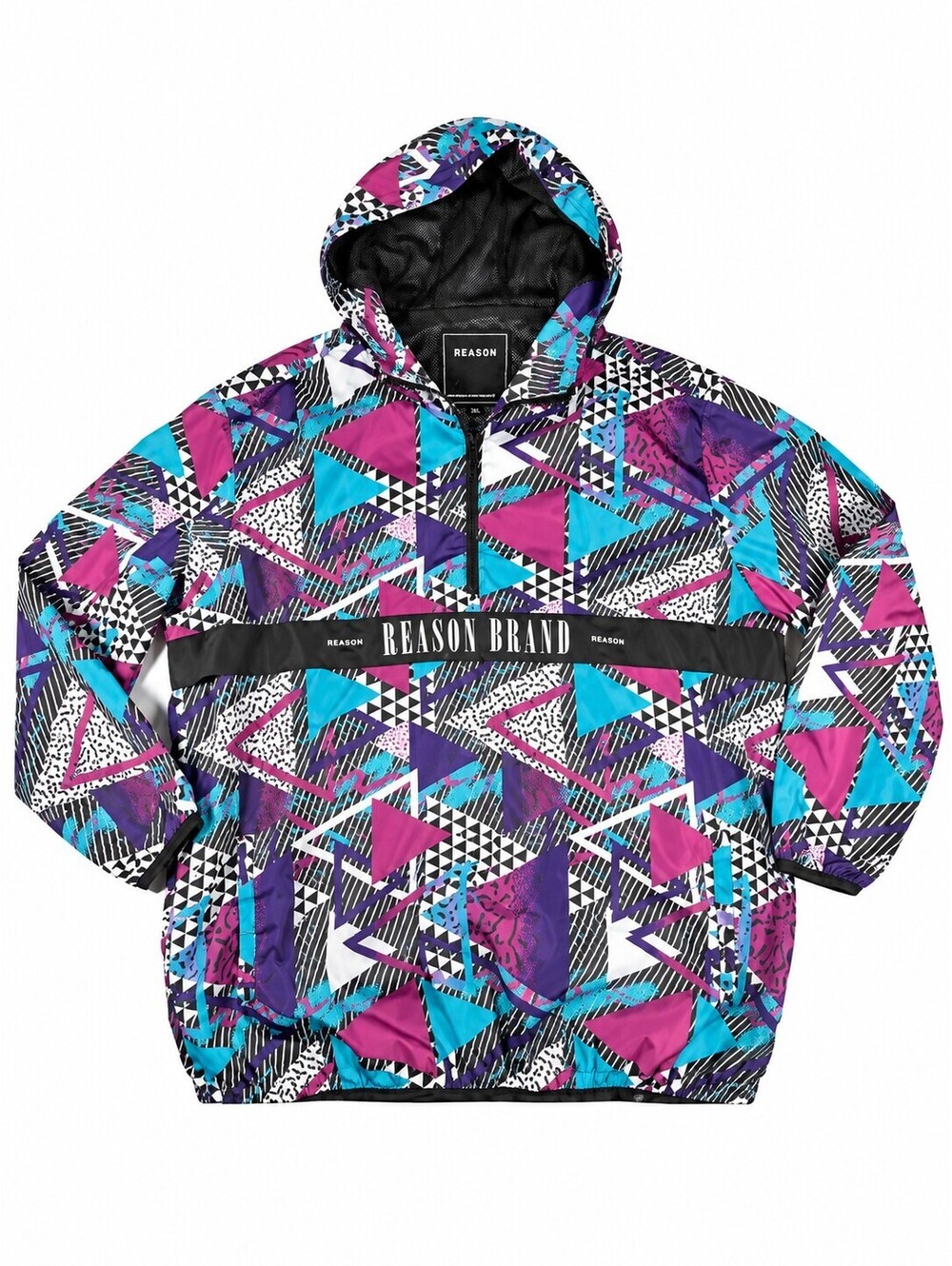Reason Brand 3XL Hooded Windbreaker Jacket with Geometric Pattern